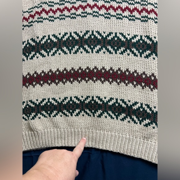Vintage Men’s Eddie Bauer Fair Isle Knit Sweater Cotton 90s Sz XL Outdoors - Picture 6 of 16
